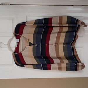 220 Hickory Striped Button Up Knit Cardigan b225